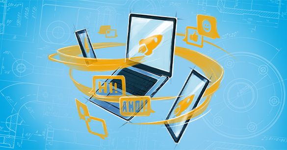 Decorative graphic of a PC for the job section of the Freudenberg website