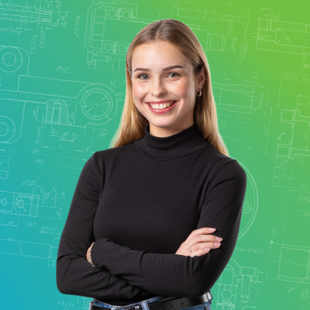 Portrait of a female pupil with long blond hair
