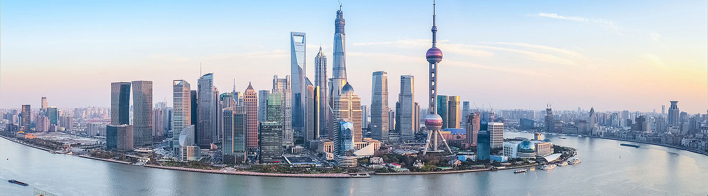 Photo showing the skyline of Shanghai, China