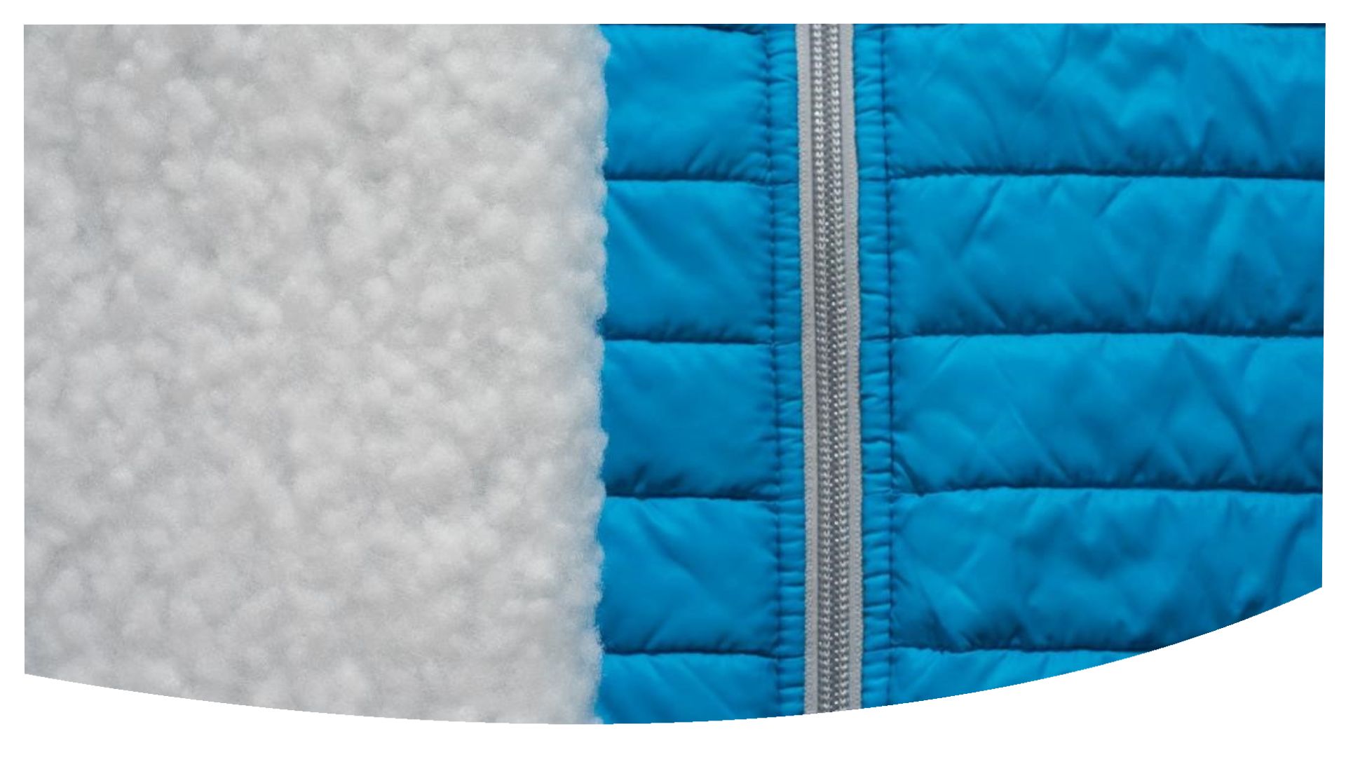 white passing material next to a blue jacket material