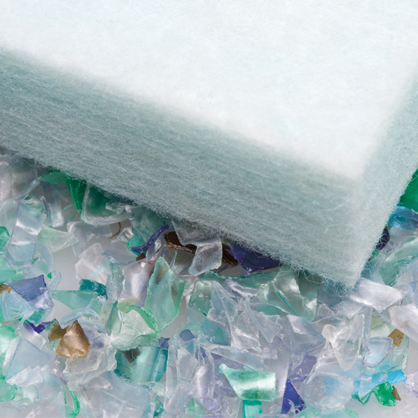white material made of recycled PET flakes