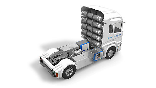 Illustration of a fuel cell truck