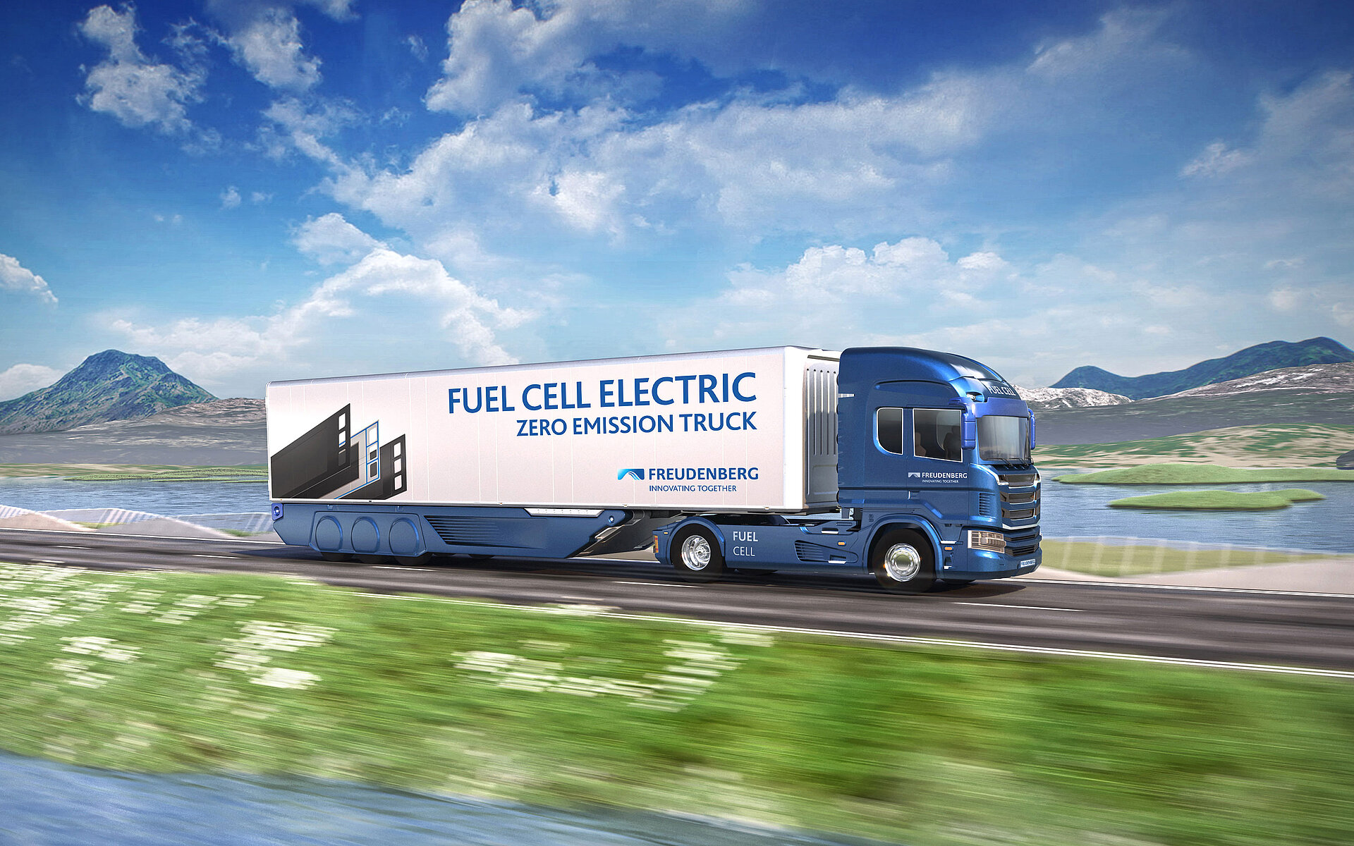 Total view of fuel cell truck