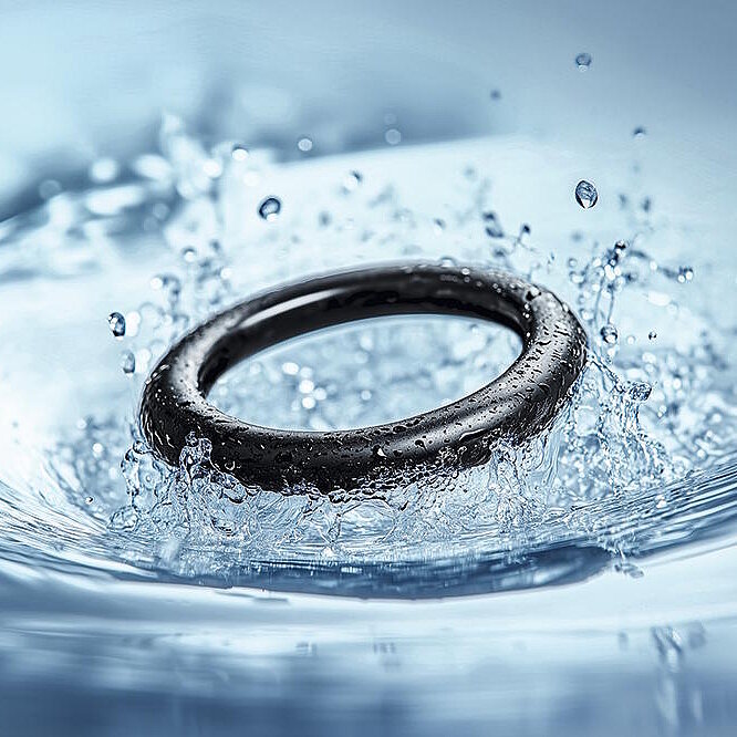 O-ring seal by Freudenberg Sealing Technologies in a splash of water 