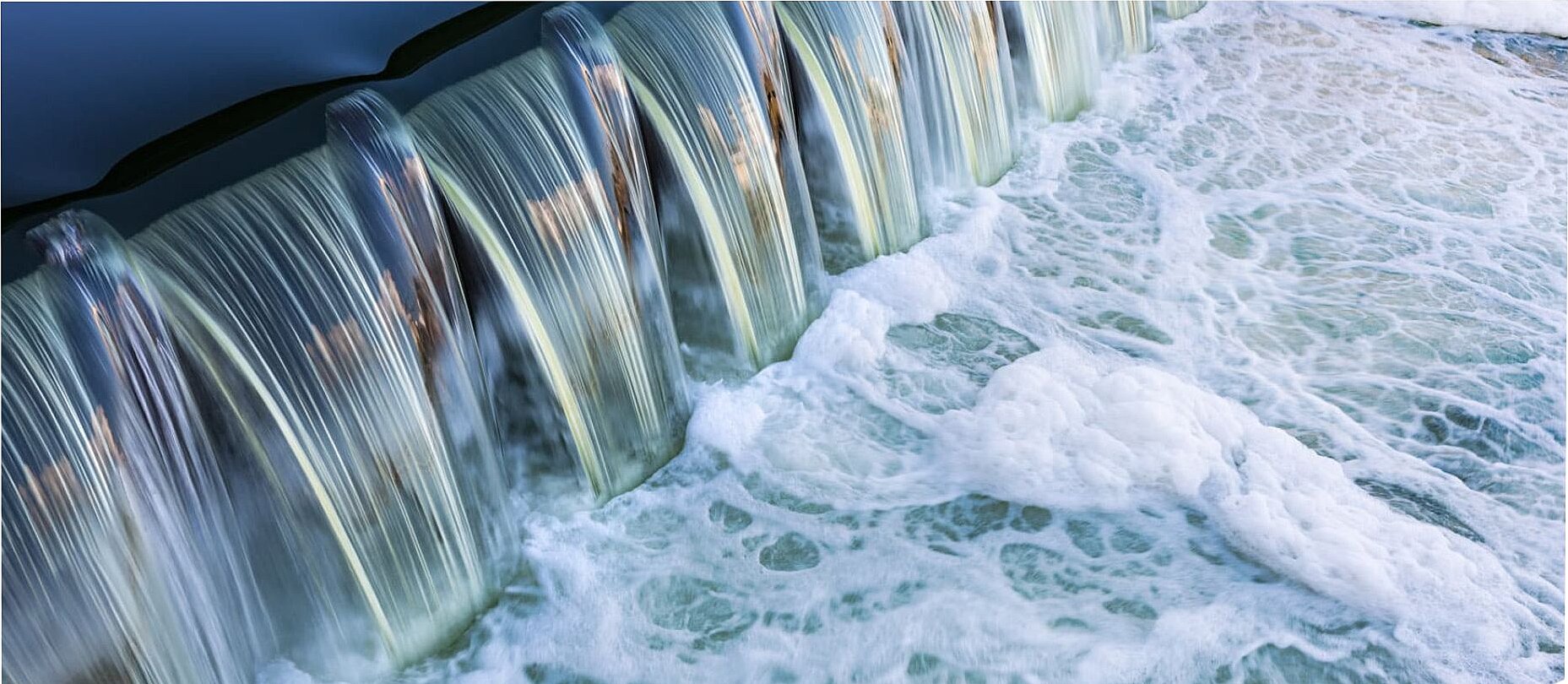 water running down a water gate