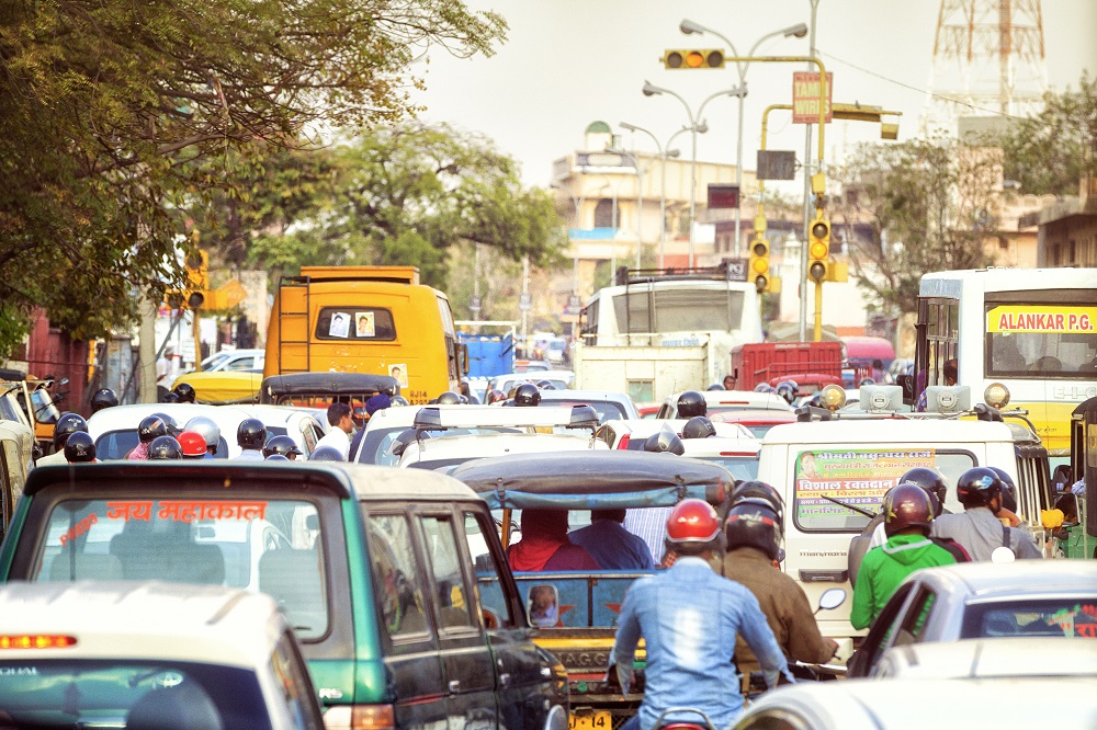 Mobility in India Busy Street in Jaipur, India.