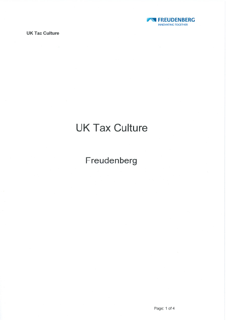 Freudenberg UK Tax Culture